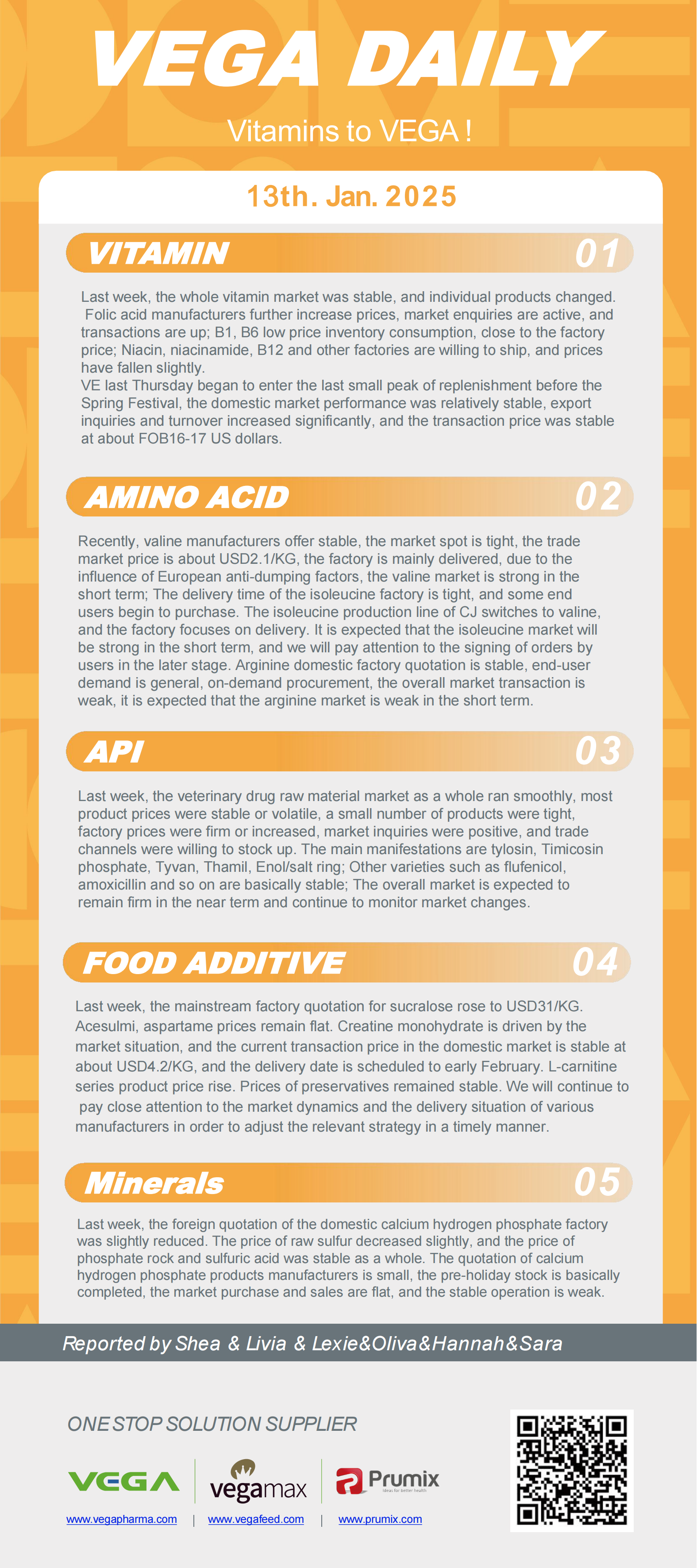 Vega Daily Dated on Jan 13th 2025 Vitamin Amino Acid APl Food Additives.png